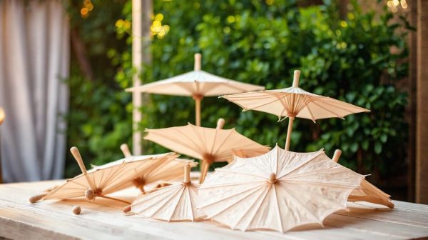 Découvrez notre sélection de parasols écru, taupe et vert pour événements